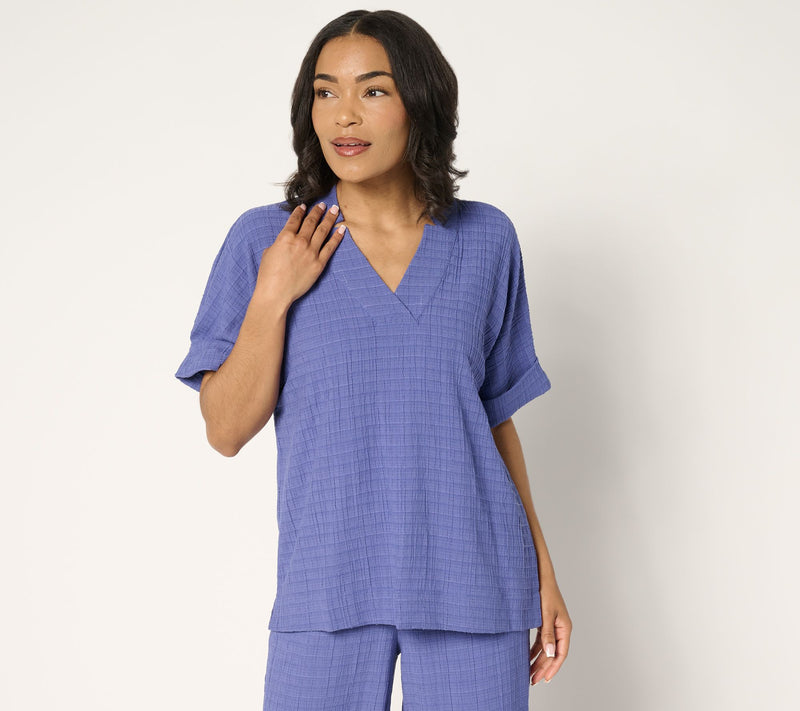 Joan Rivers Textured Short Sleeve Pullover Shirt — View 11