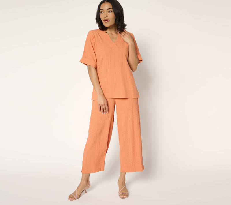 Joan Rivers Regular Textured Crop Pants with Side Slits — View 5