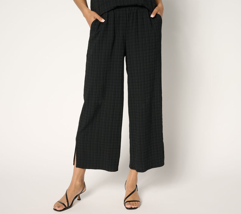 Joan Rivers Petite Textured Crop Pants with Side Slits — View 10