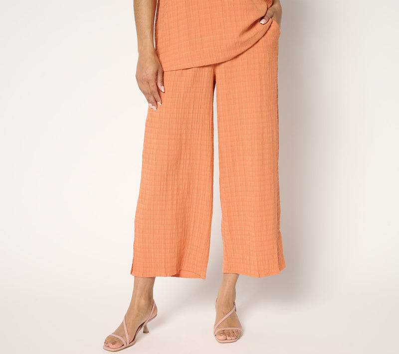 Joan Rivers Petite Textured Crop Pants with Side Slits — Main view