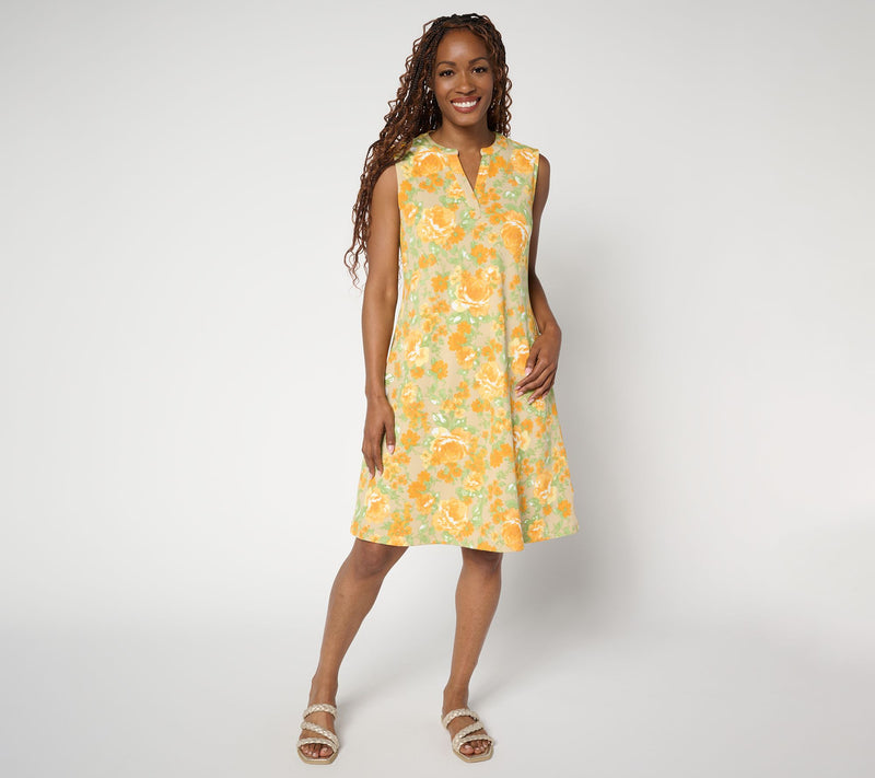 Isaac Mizrahi Live! Regular Printed Texture Knit Shift Dress — View 10