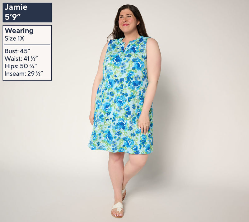 Isaac Mizrahi Live! Petite Printed Texture Knit Shift Dress — View 8