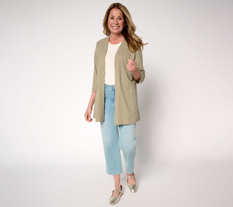 Denim & Co. Regular 3/4 Sleeve Slub Jersey Tunic Cardigan — View 17