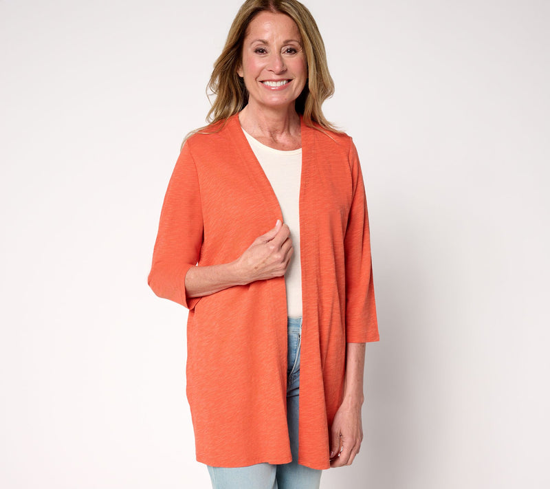Denim & Co. Regular 3/4 Sleeve Slub Jersey Tunic Cardigan — View 11