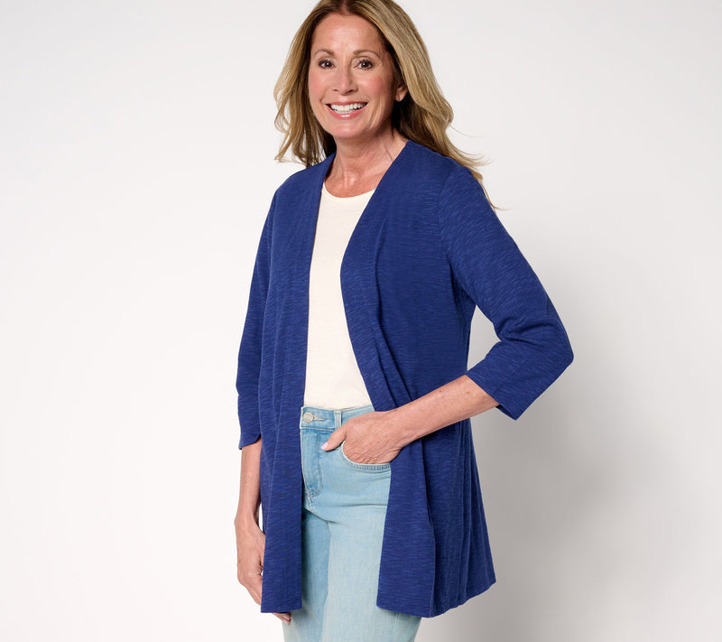 Denim & Co. Regular 3/4 Sleeve Slub Jersey Tunic Cardigan — View 3