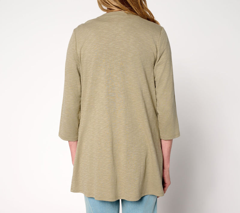 Denim & Co. Regular 3/4 Sleeve Slub Jersey Tunic Cardigan — View 16