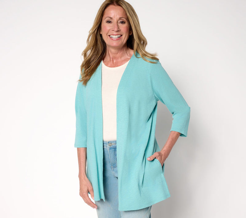 Denim & Co. Regular 3/4 Sleeve Slub Jersey Tunic Cardigan — View 5