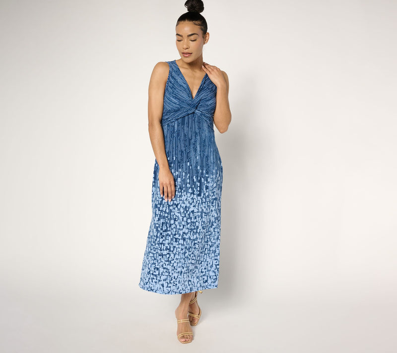 Dennis Basso Petite Italia Knit Twist Front Printed Dress — View 12