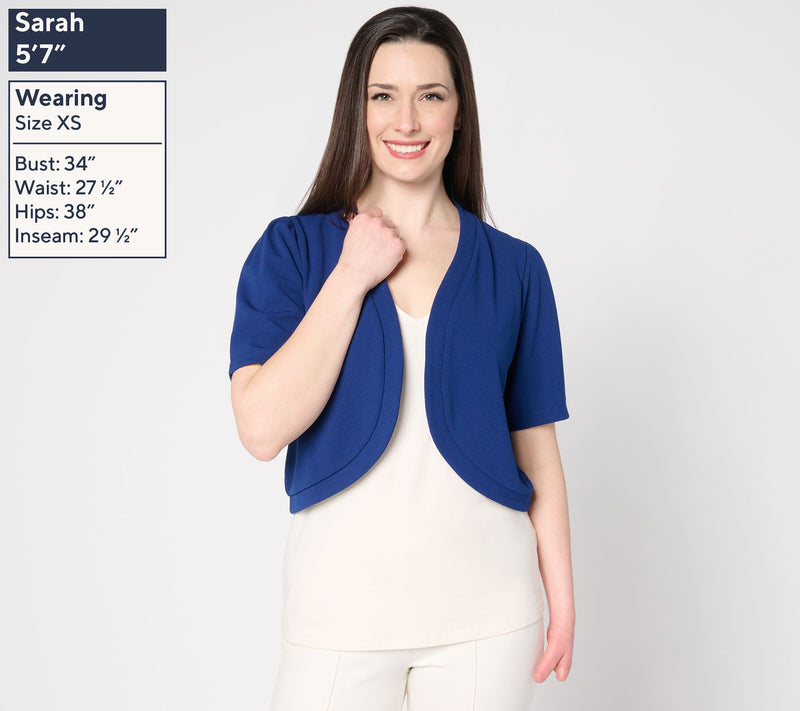 Dennis Basso Luxe Crepe Cropped Shrug — View 11