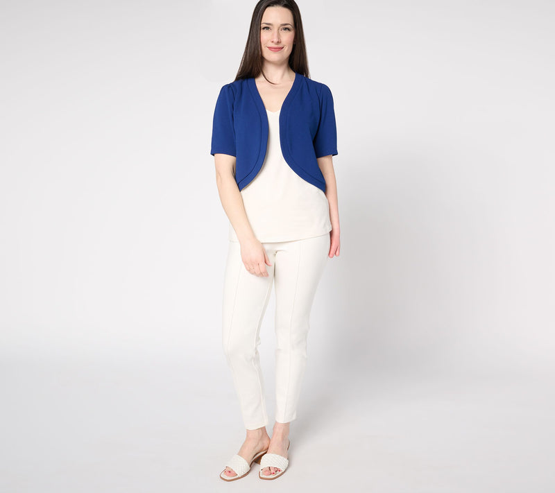Dennis Basso Luxe Crepe Cropped Shrug — View 13