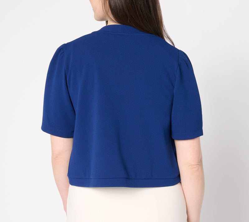 Dennis Basso Luxe Crepe Cropped Shrug — View 12