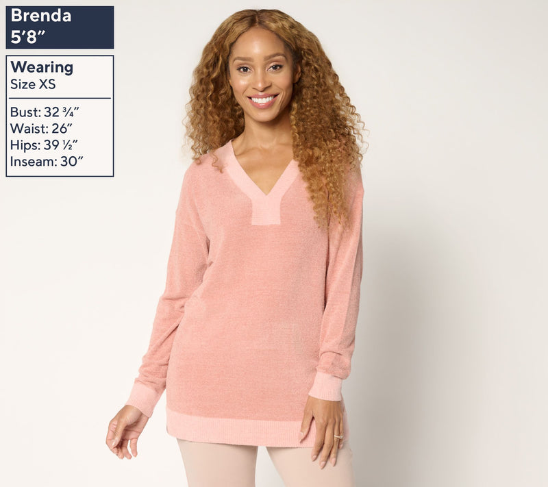 Barefoot Dreams Petite CozyChic Ultra Lite Color Block V-Neck Tunic — View 15