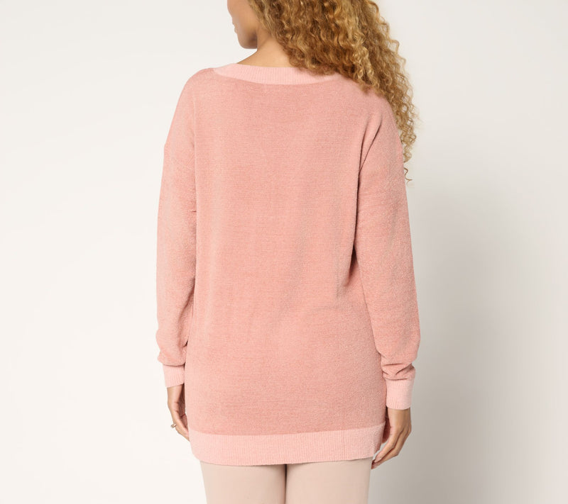 Barefoot Dreams Petite CozyChic Ultra Lite Color Block V-Neck Tunic — View 16