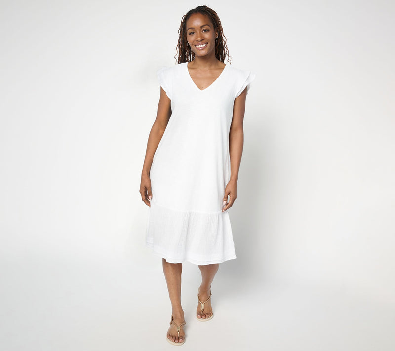 AnyBody Regular Slub Jersey and Gauze Mixed Dress — View 12