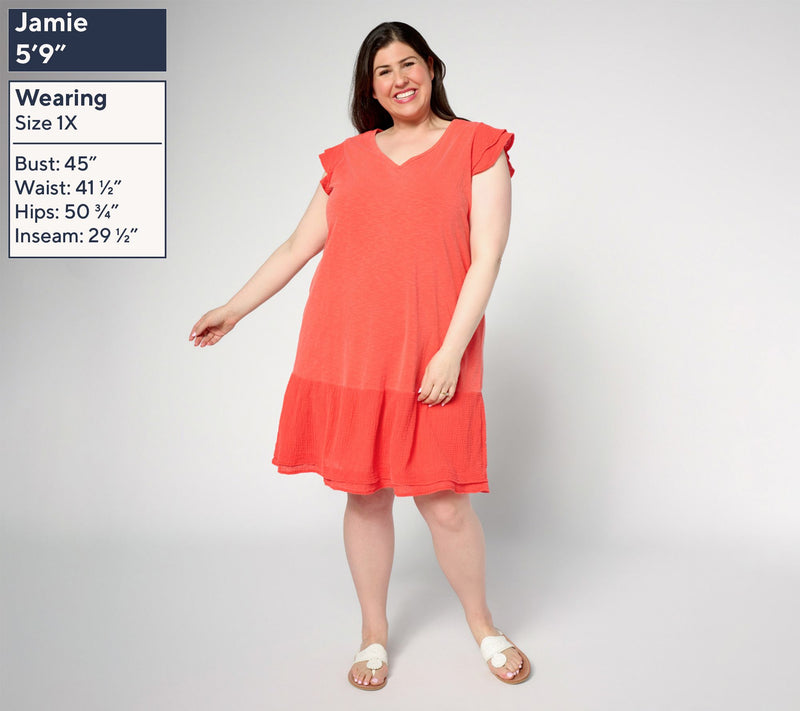 AnyBody Regular Slub Jersey and Gauze Mixed Dress — View 5
