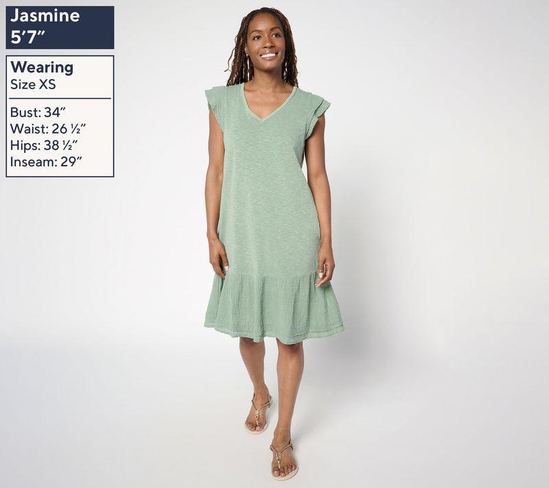 AnyBody Tall Slub Jersey and Gauze Mixed Dress — View 11