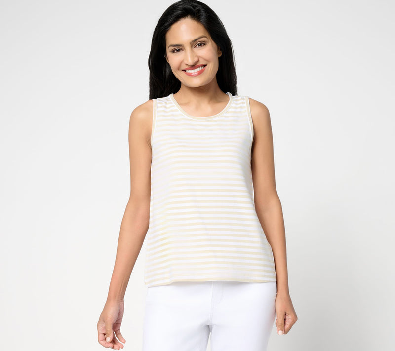 Me by Jennie Garth 100% Cotton Seaside Striped Tank Top — View 14