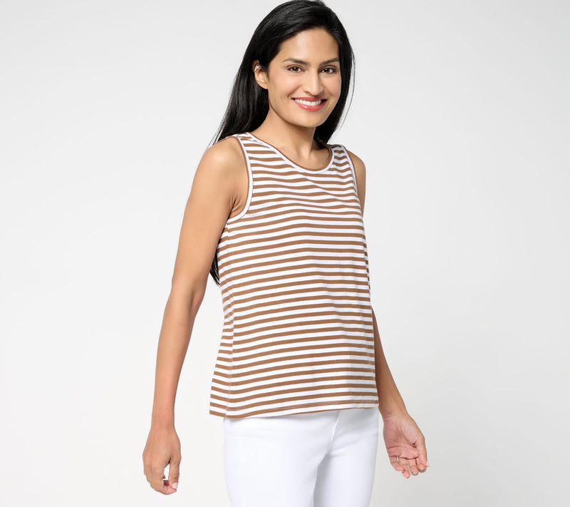 Me by Jennie Garth 100% Cotton Seaside Striped Tank Top — View 15