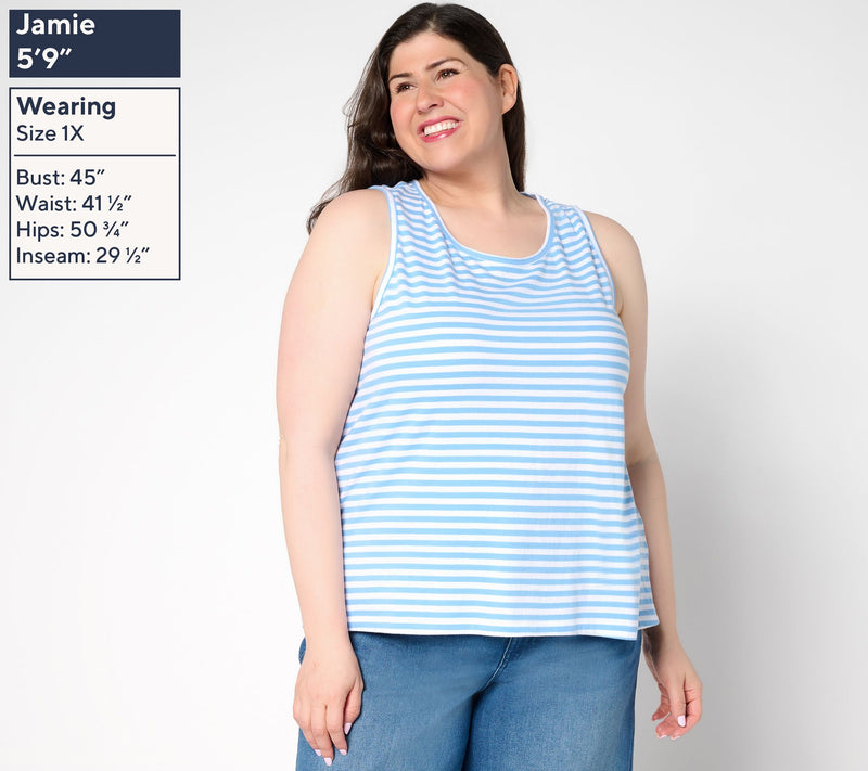 Me by Jennie Garth 100% Cotton Seaside Striped Tank Top — View 2