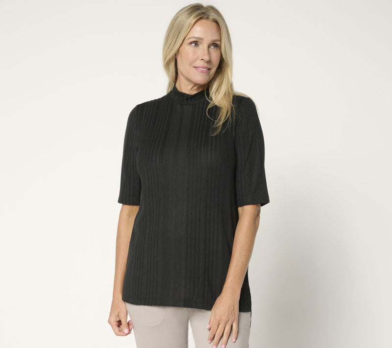 Cuddl Duds Comfort Rib Mock Neck Tee — View 12