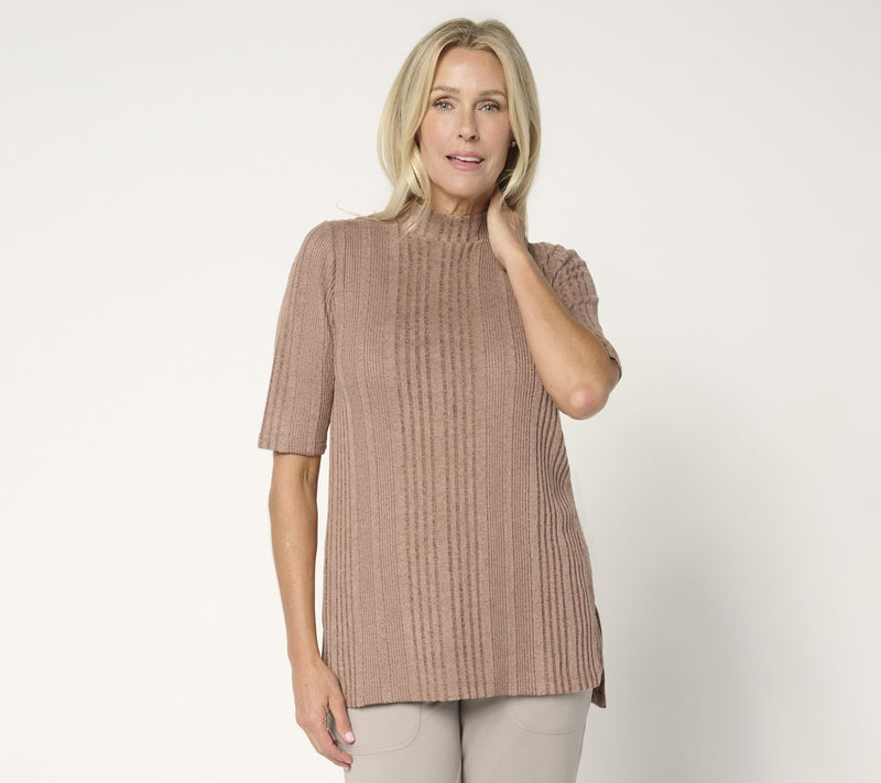 Cuddl Duds Comfort Rib Mock Neck Tee — View 13