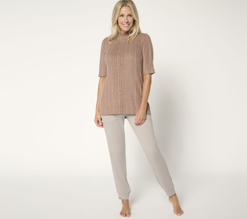 Cuddl Duds Comfort Rib Mock Neck Tee — View 6
