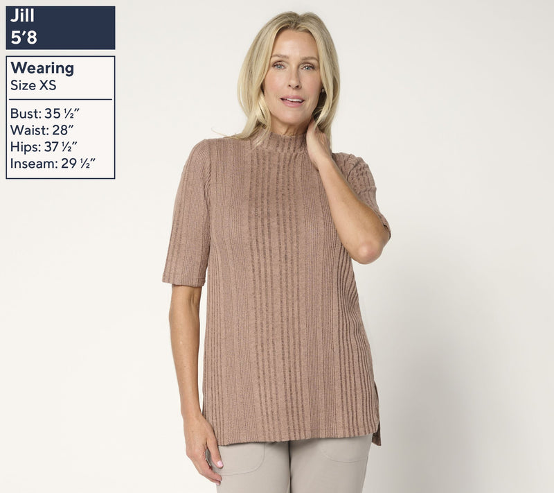 Cuddl Duds Comfort Rib Mock Neck Tee — View 4