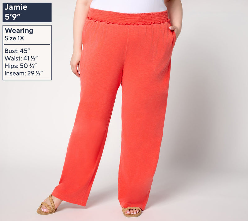 AnyBody Regular Slub Jersey and Gauze Mixed Wide Leg Pants — View 5