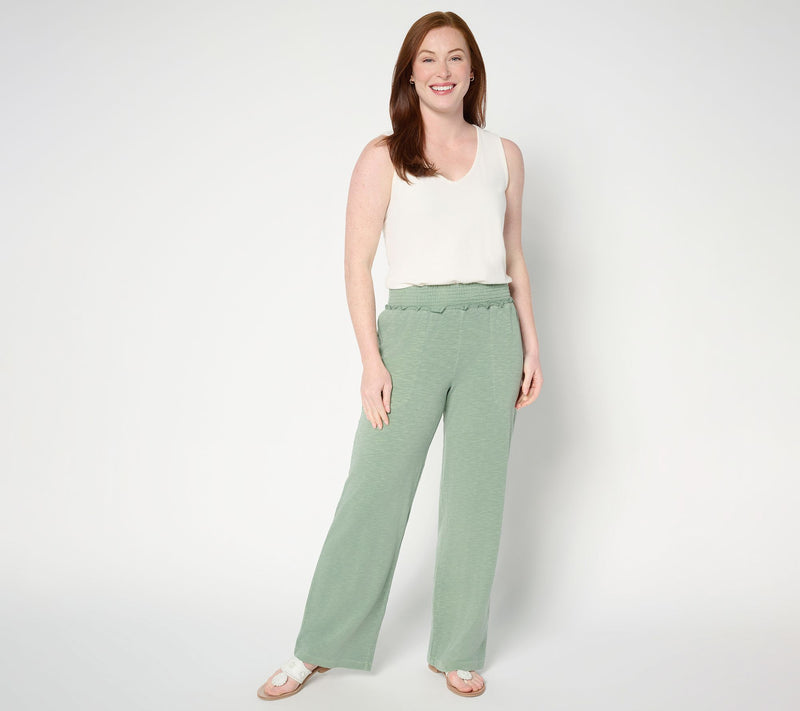 AnyBody Regular Slub Jersey and Gauze Mixed Wide Leg Pants — View 8