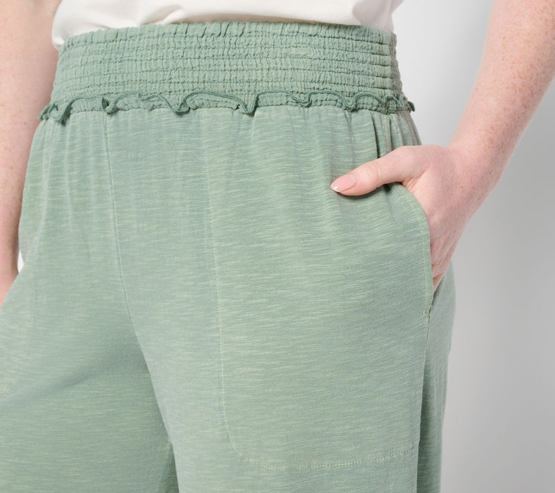 AnyBody Petite Slub Jersey and Gauze Mixed Wide Leg Pants — View 14