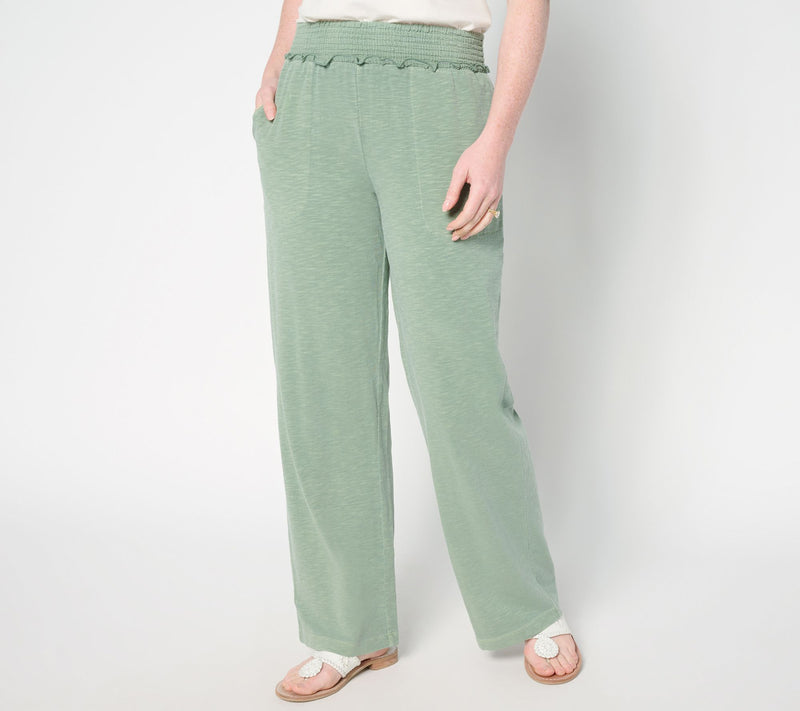 AnyBody Tall Slub Jersey and Gauze Mixed Wide Leg Pants — View 3