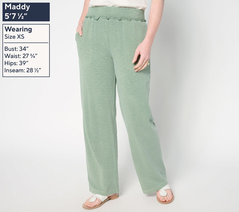 AnyBody Tall Slub Jersey and Gauze Mixed Wide Leg Pants — View 11