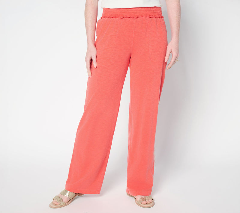 AnyBody Tall Slub Jersey and Gauze Mixed Wide Leg Pants — View 7