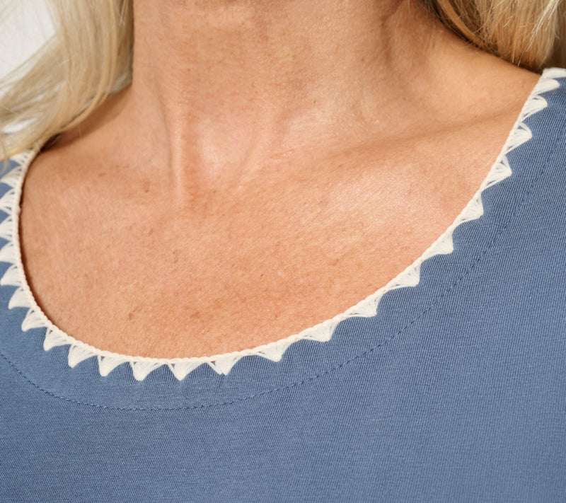 Cuddl Duds Cottonwear+ Crochet Trim Tee — View 11