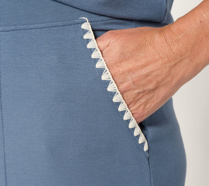 Cuddl Duds Cottonwear+ Crochet Trim Straight Leg Pant — View 10
