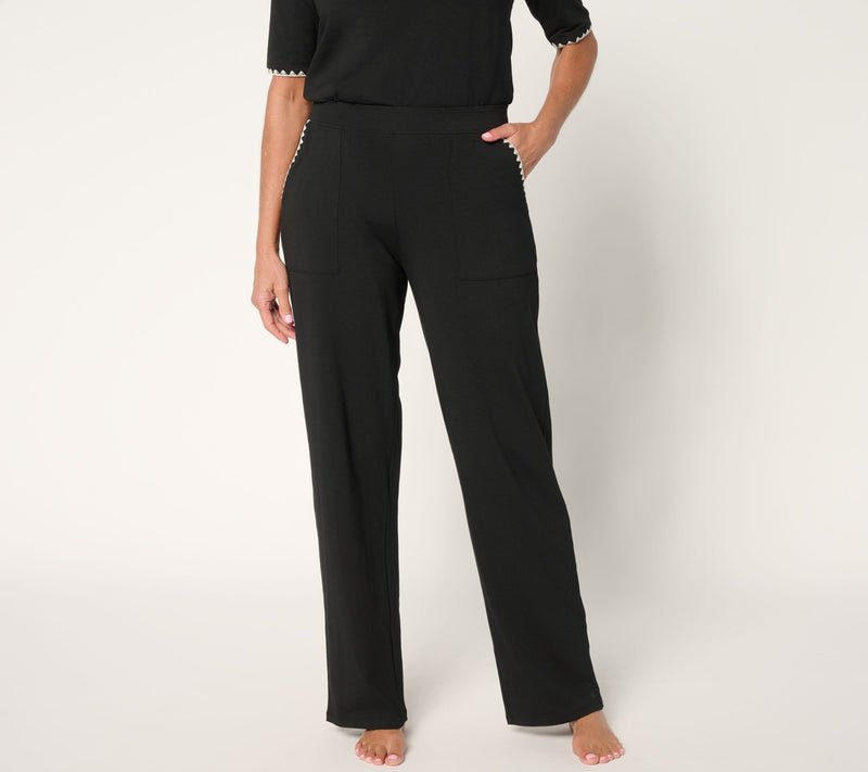 Cuddl Duds Cottonwear+ Crochet Trim Straight Leg Pant — Main view