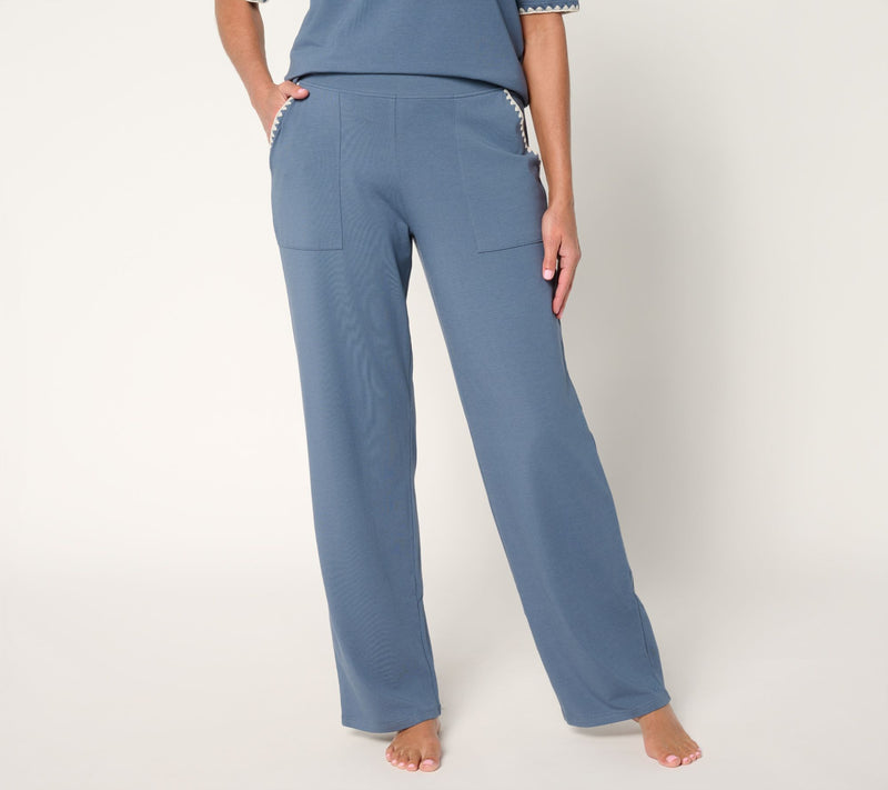 Cuddl Duds Cottonwear+ Crochet Trim Straight Leg Pant — View 7