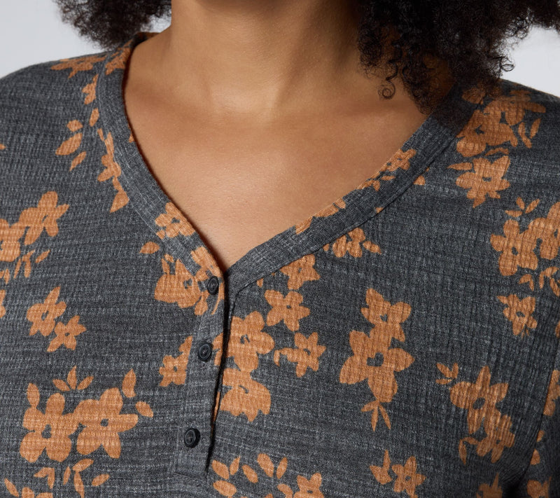 Cuddl Duds Slub Knit Henley Tee — View 11