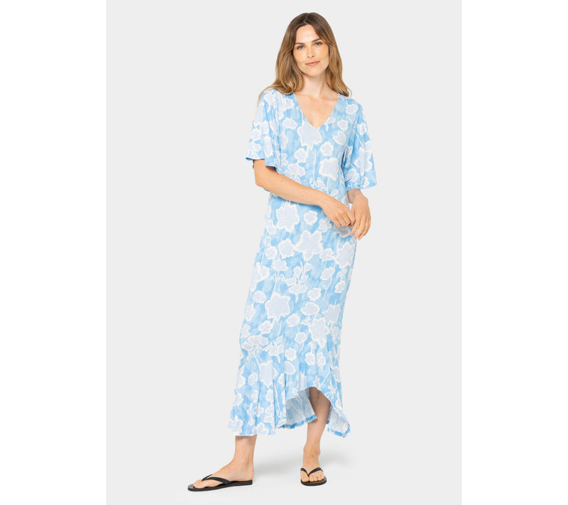 Peace Love World Boheme Regular Knit Flutter Sleeve V-Neck Dress — View 7
