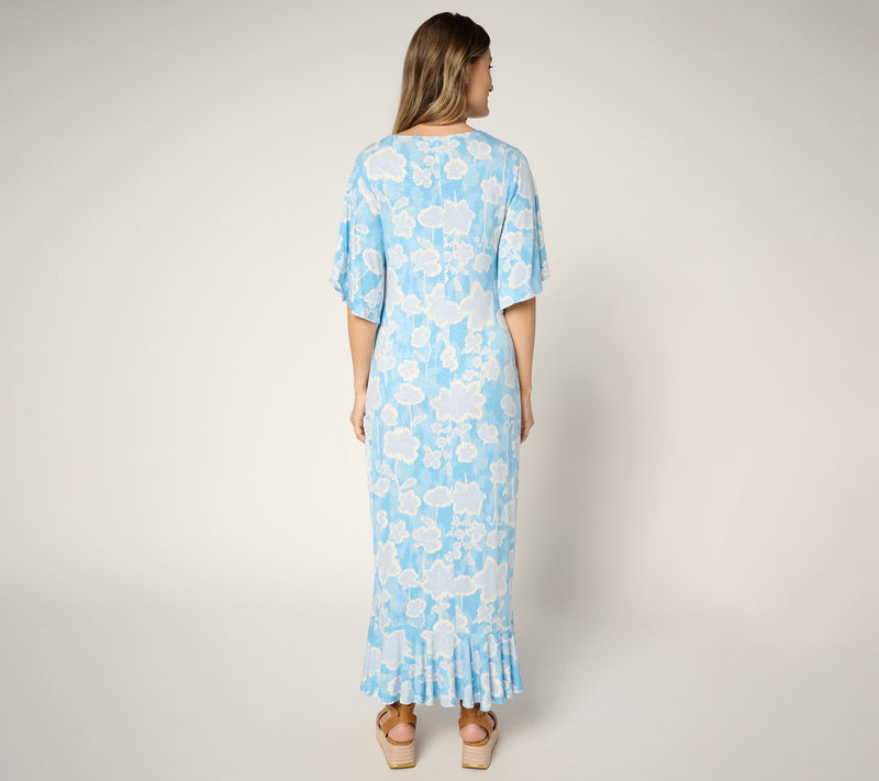 Peace Love World Boheme Petite Knit Flutter Sleeve V-Neck Dress — View 10