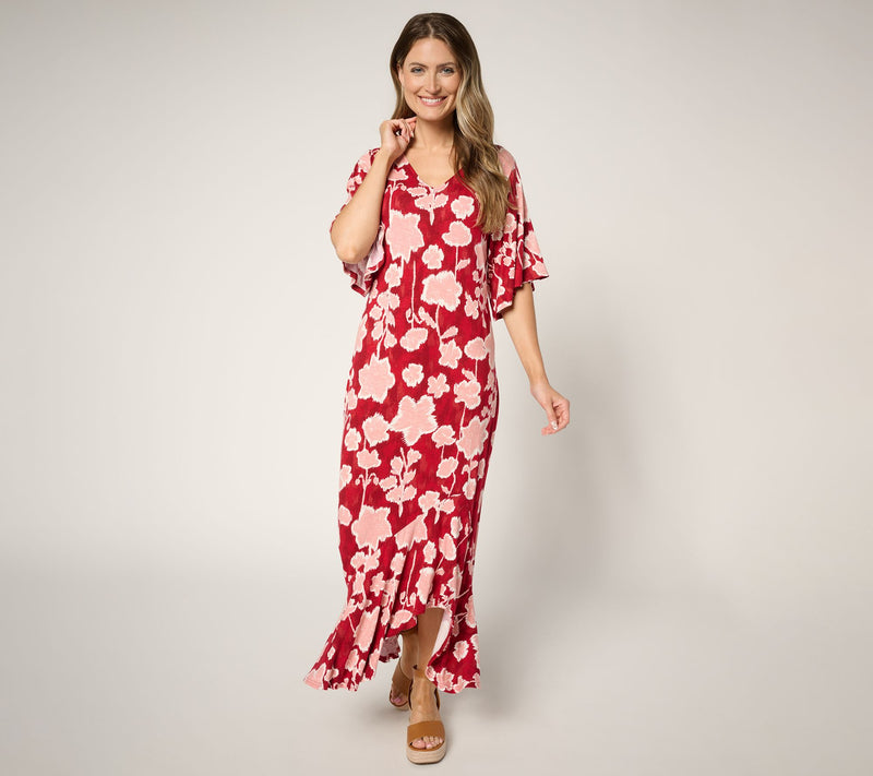Peace Love World Boheme Petite Knit Flutter Sleeve V-Neck Dress — View 7