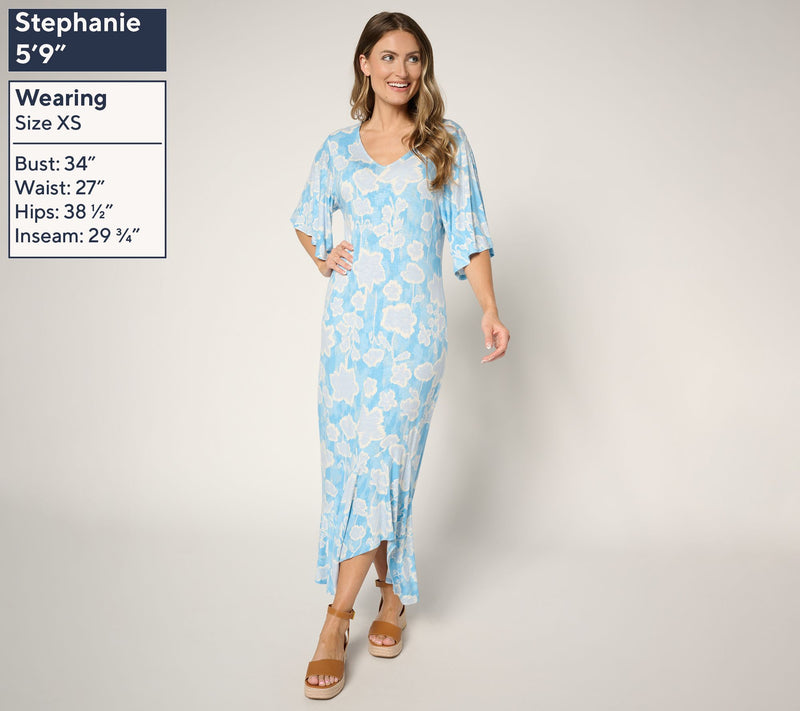 Peace Love World Boheme Petite Knit Flutter Sleeve V-Neck Dress — View 9