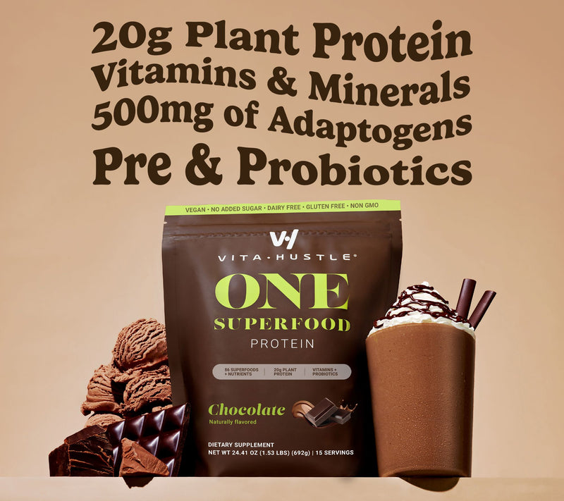 VitaHustle ONE Superfood Plant-Based Protein Shake 15-Servings — View 12