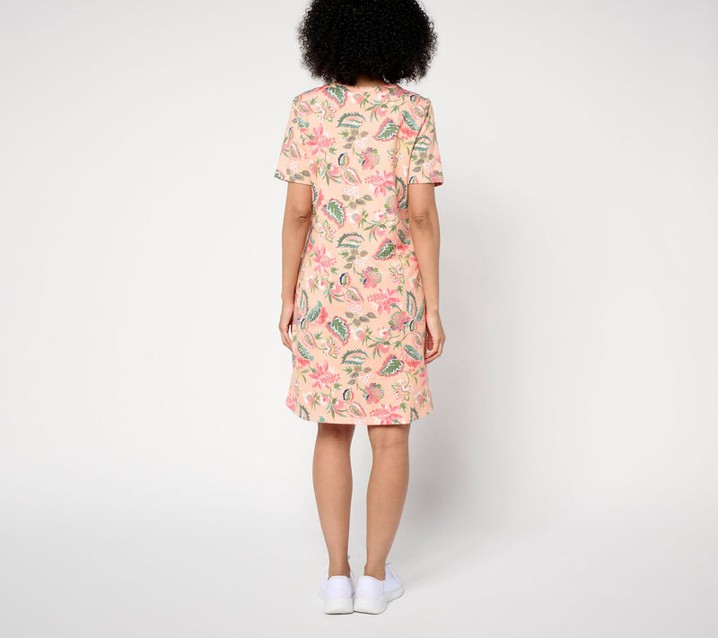Denim & Co. Active Regular French Terry Split Neck Dress — View 12