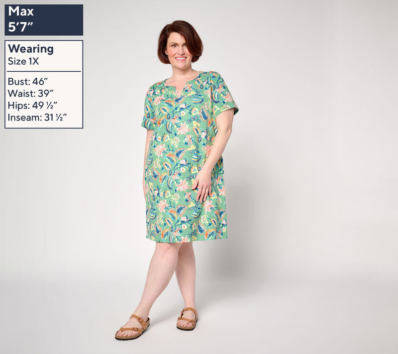 Denim & Co. Active Petite French Terry Split Neck Dress — View 10