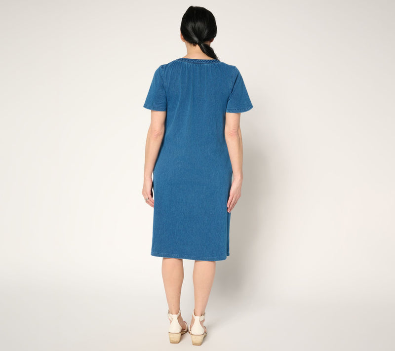 Denim & Co. Regular Comfy Knit Air Flutter Sleeve Dress — View 4