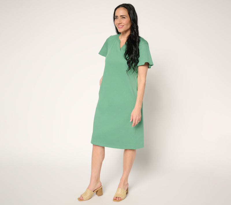 Denim & Co. Regular Comfy Knit Air Flutter Sleeve Dress — View 11