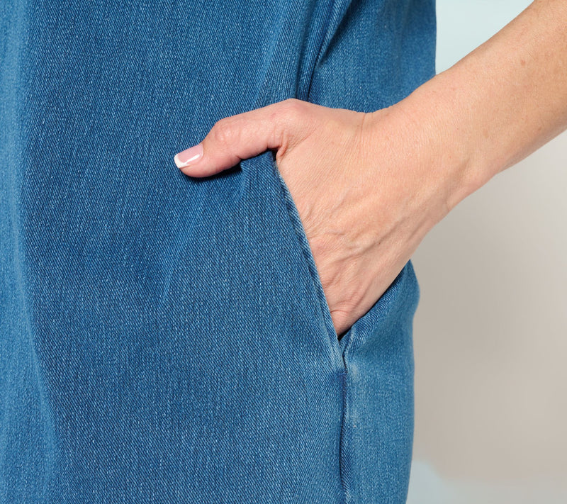 Denim & Co. Petite Comfy Knit Air Flutter Sleeve Dress — View 5