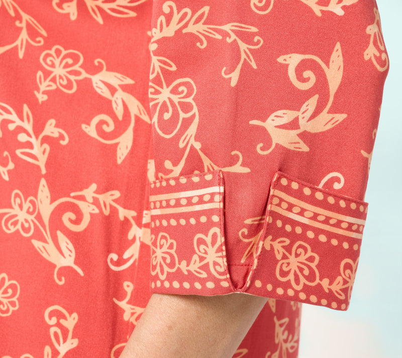 Denim & Co. Regular Placed Print Button Front Tunic — View 7