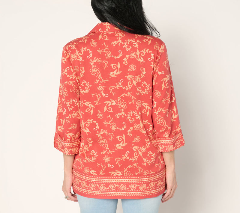 Denim & Co. Regular Placed Print Button Front Tunic — View 5